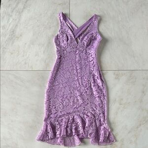 Guess Lilac Lace Midi Dress